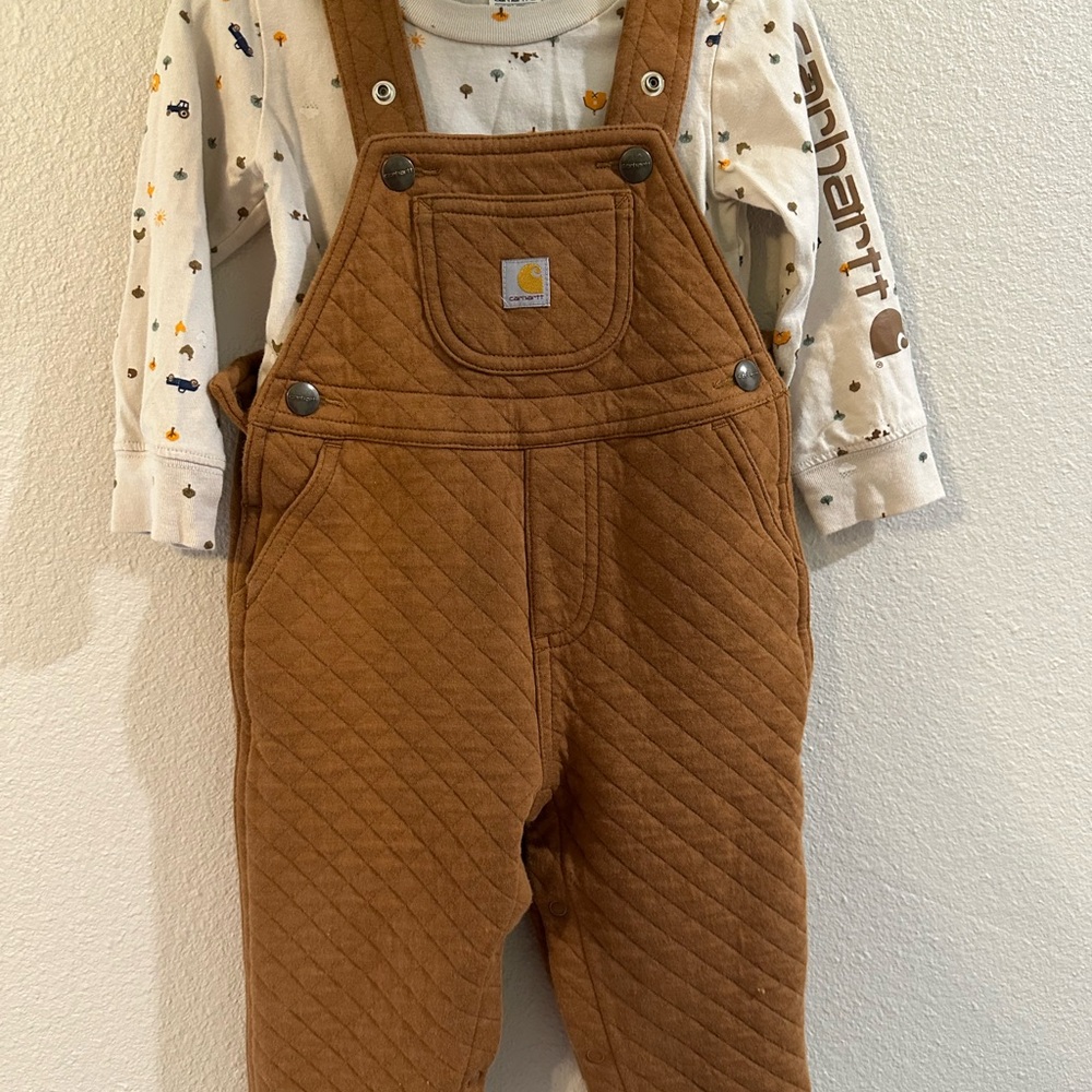 18M Infant Boys Carhartt Bodysuit & Quilted Overall Set